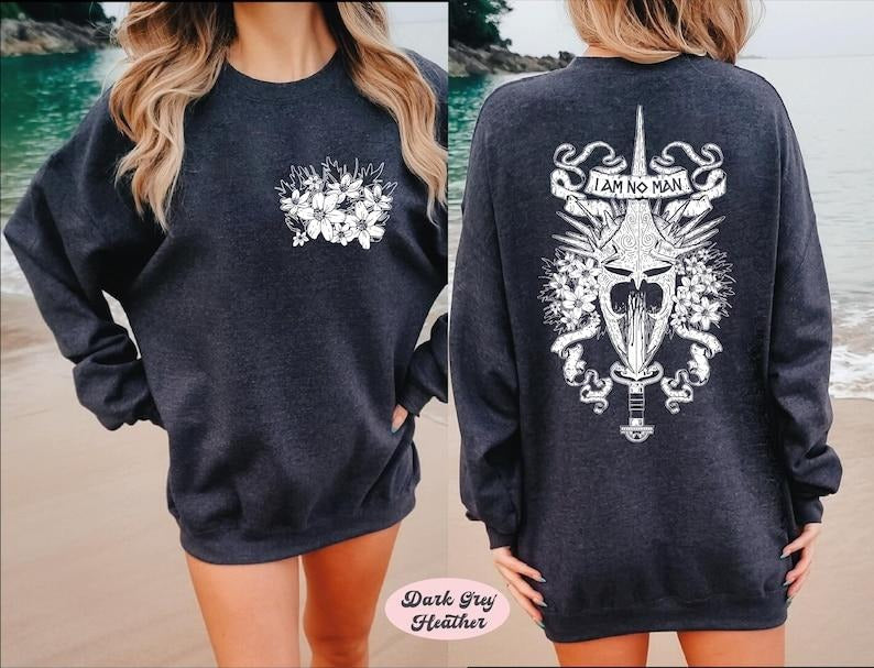 2 Slide Design, I Am No Man Sweatshirt and Hoodie, Book Lover Sweatshirt, Fantasy Merch, Reading Fandom Sweatshirt, Feminist, Womens Gift Cotton Fit