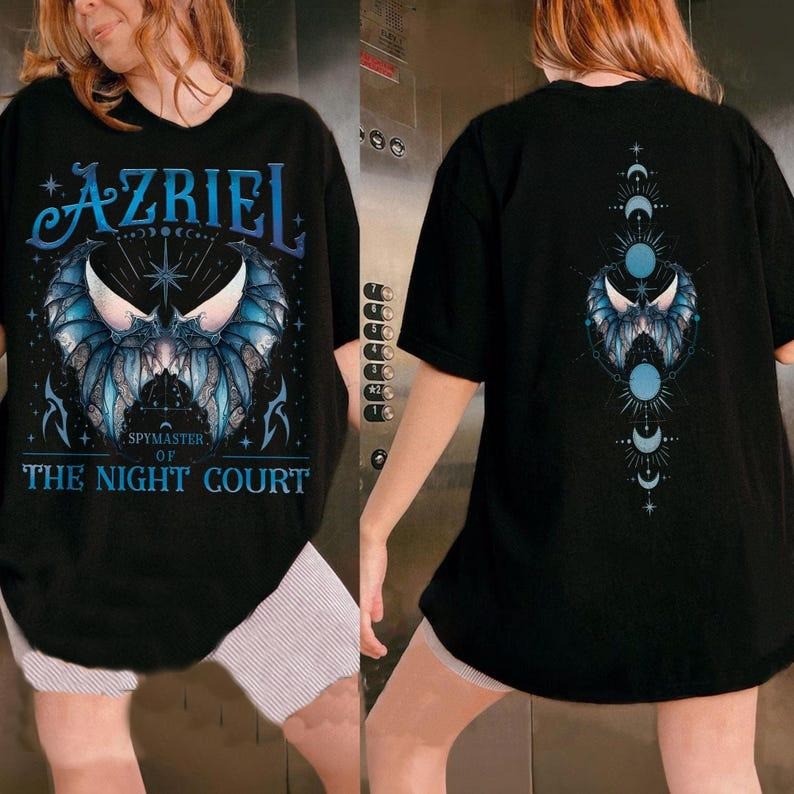 2 Slides, Commander Of The Night Court T-Shirt | Azriel T-Shirt  | Bat Boys T-Shirt  | Acotar Graphic Desing | Court Crescent City T-Shirt