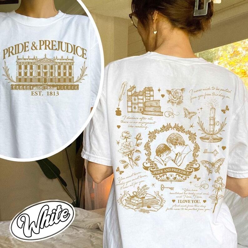 2 Slides, Pride and Prejudice Quotes Shirt,Romance Novels Gift Shirt,Pemberley Shirt,Bookworm Gift,Book Lover Shirt, Jane Austen Shirt, Literary Shirt