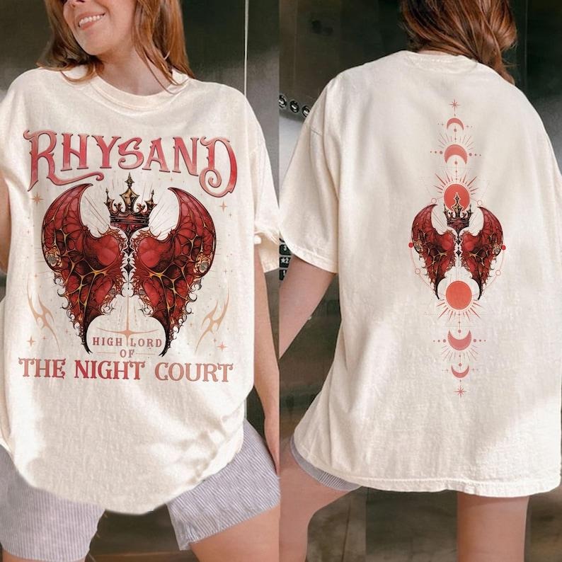 2 Slides, Rhysand T-Shirt | High Lord Of The Night Court T-Shirt | Bat Boys Graphic Design | Acotar T-Shirt | Court...