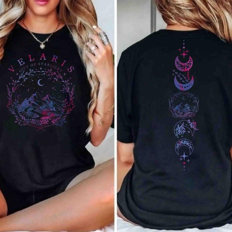 2 Slides, Velaris City Of Starlight Acotar  Shirt,The Night Court Shirt, Bookish Gift,Court Of Thorns And Roses, City Of Starlight Shirt Cotton Crewneck Casual