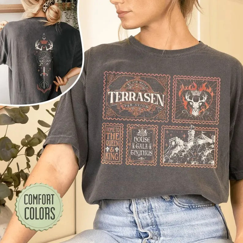 2 slides,  Throne Of Glass Fan Shirt Design, Aelin Galathynius T-shirt, To Whatever End shirt, Fireheart Aelin Digital,...