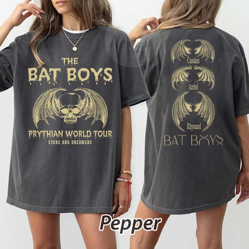 2 slides, The Bat Boys TShirt, the Bat Boys the Night Court Acotar Shirt, Acotar the Bat Boys, Acotar Shirt Azriel, Acotar Shirt Azriel