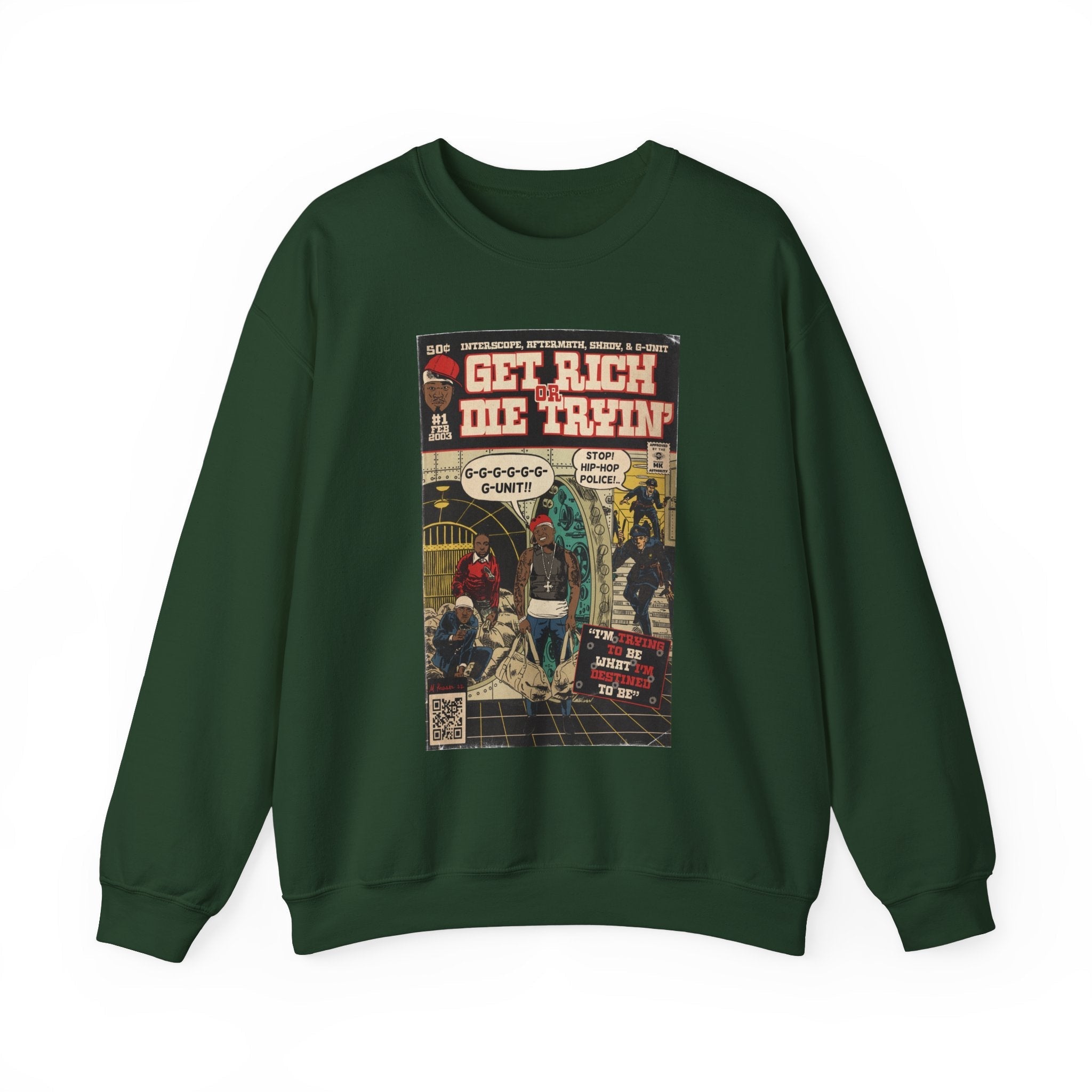 Get Rich Or Die Tryin - Comic Art - Unisex Heavy BlendÃ¢â€žÂ¢ Crewneck Sweatshirt T-Shirts, Hoodie | CiraTrend.com (Image 4)
