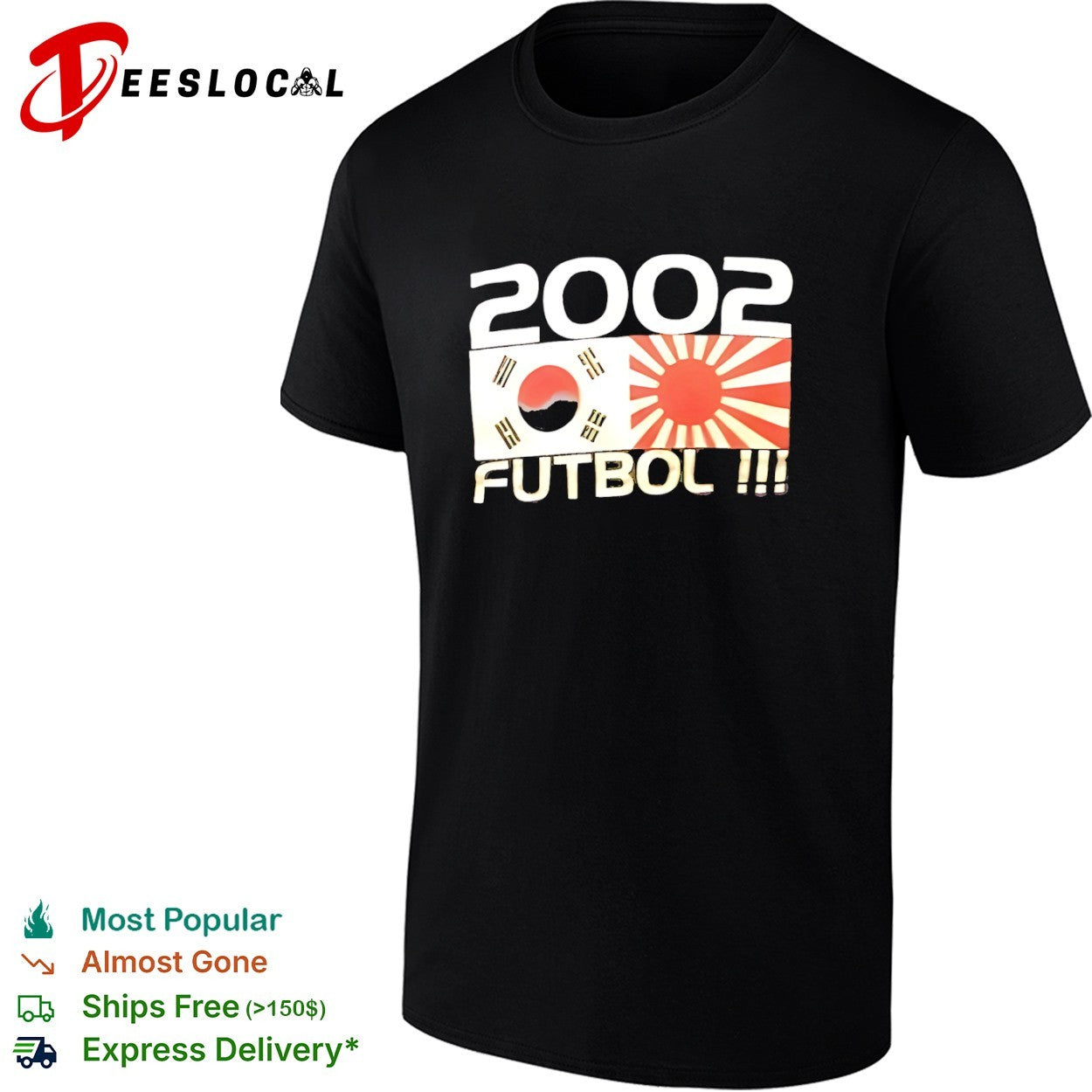 2002 Futbol South Korea Japan flag shirt