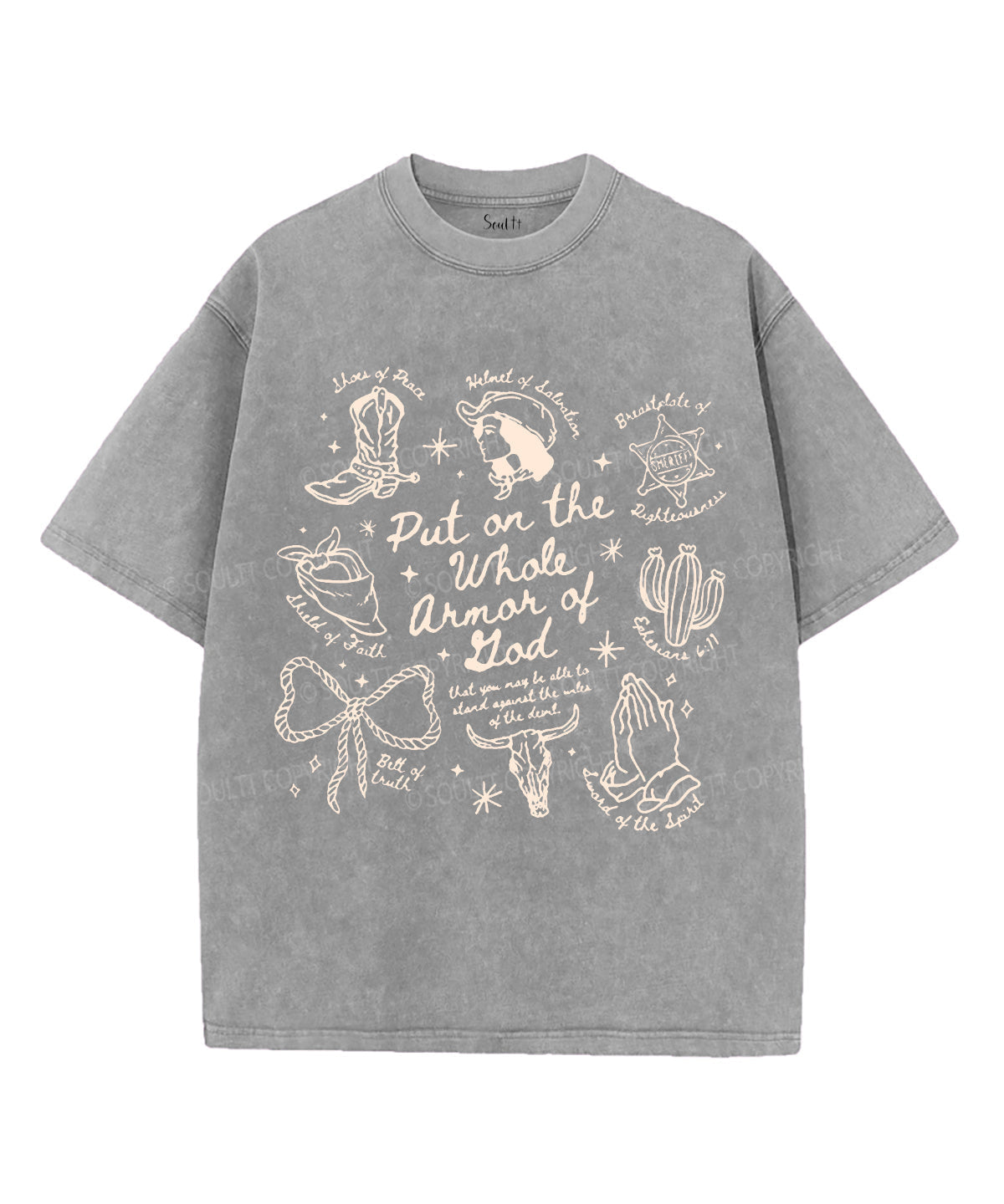 Armor of God Unisex Washed Christian T-shirt Hoodie, Sweatshirt | CiraTrend.com (Image 3)