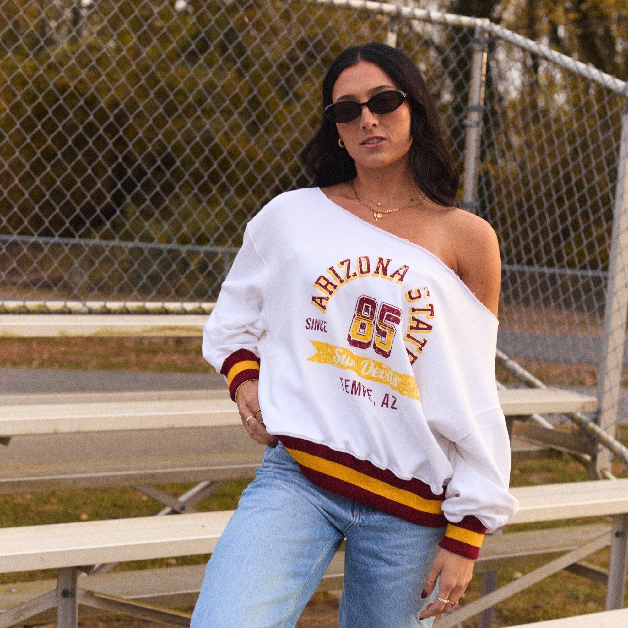 Arizona State ASU Vintage Off the Shoulder Sweatshirt T-Shirts, Hoodie | CiraTrend.com (Image 2)