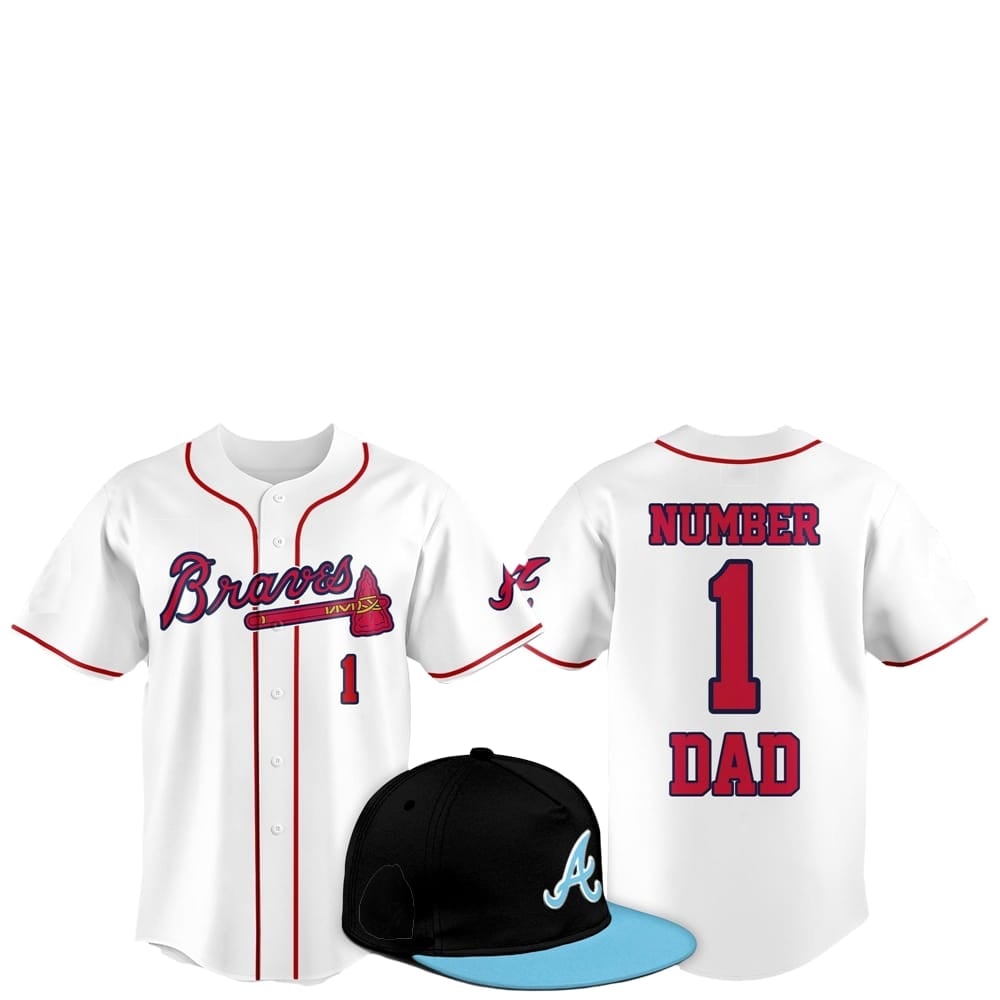 2025 Atlanta Braves Father Day Number 1 Dad Baseball Jersey - Grishko.com