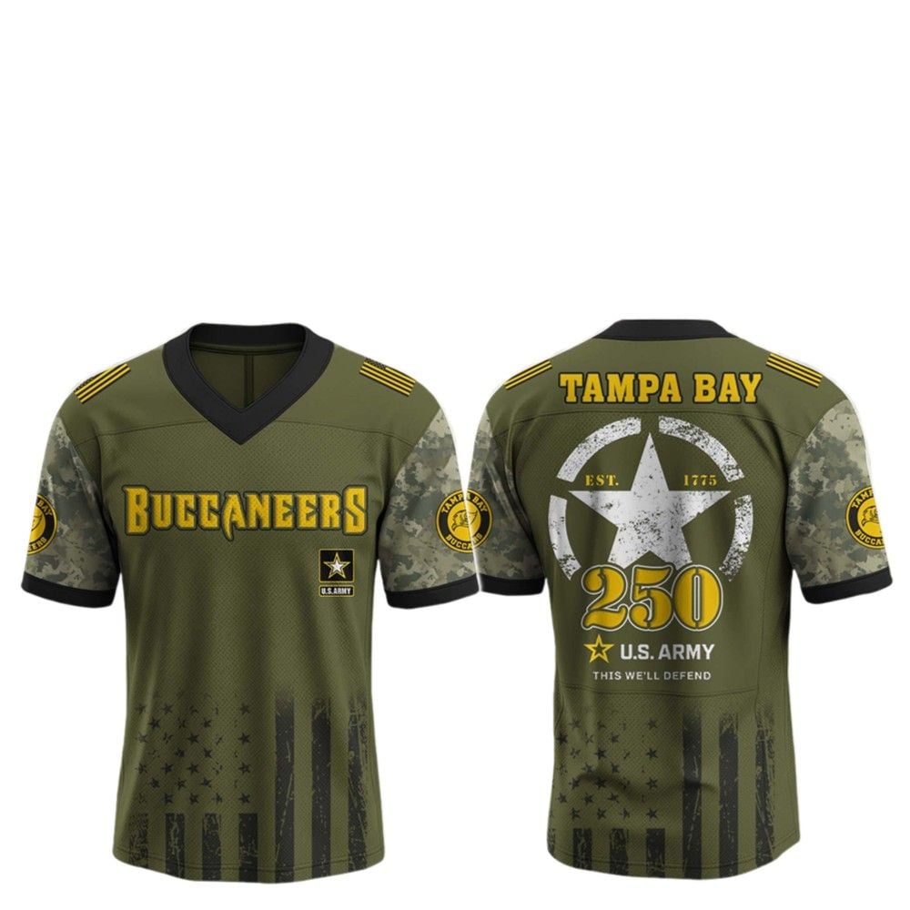 2025 Bay Buccaneers 250th Anniversary US Army Jersey - Grishko.com