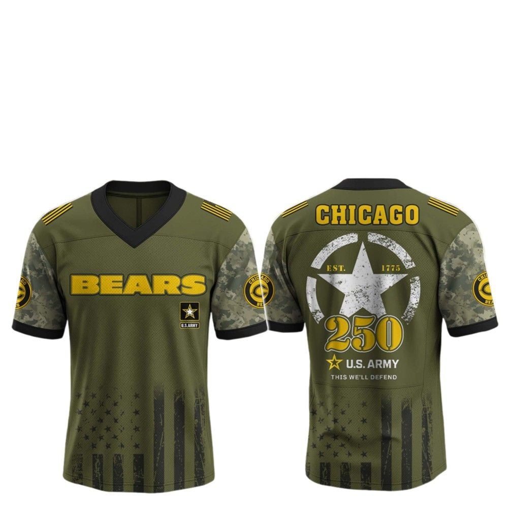 2025 Bears 250th Anniversary US Army Jersey - Grishko.com