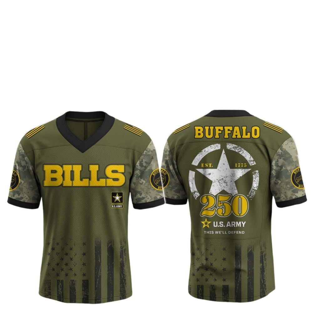 2025 Bills 250th Anniversary US Army Jersey - Grishko.com