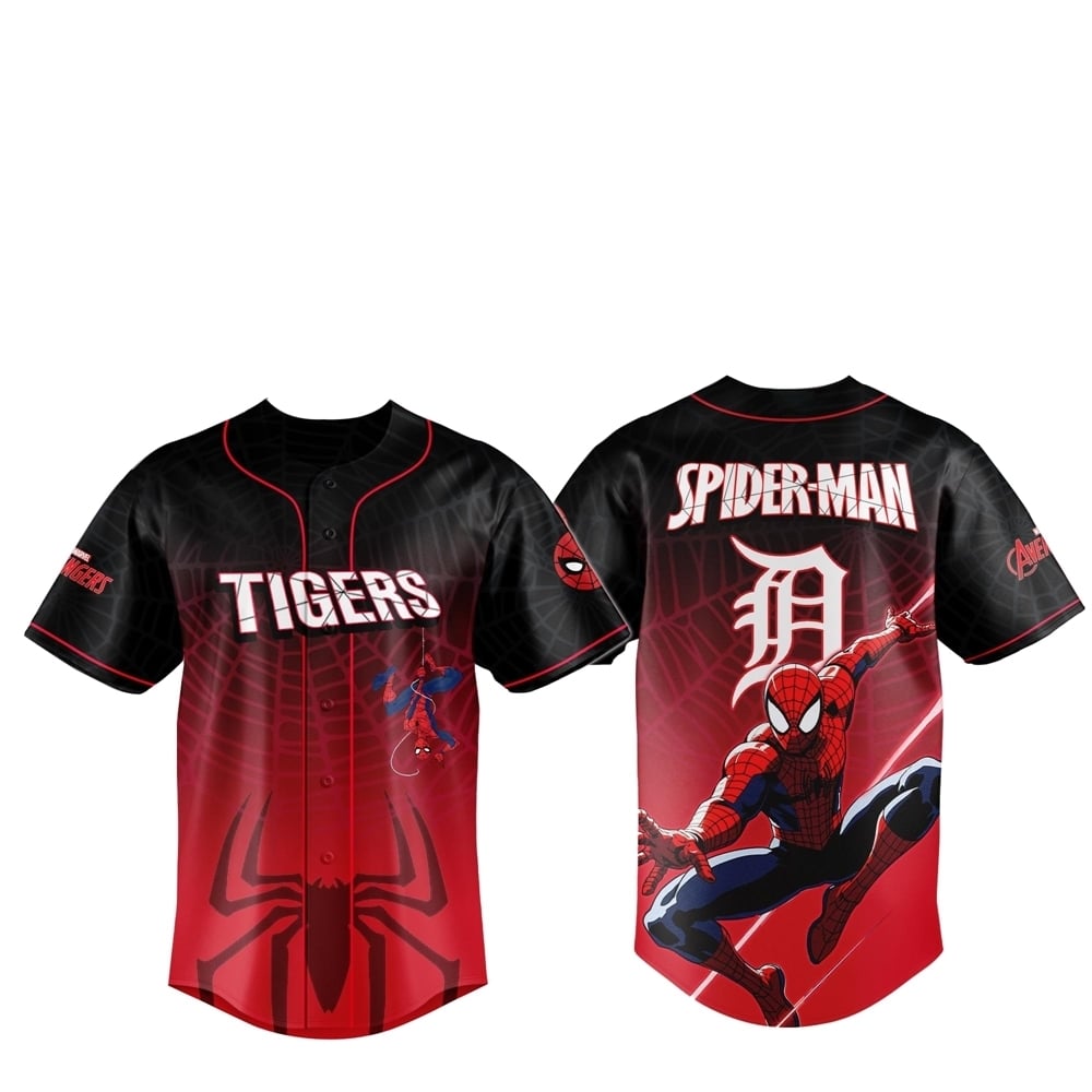 2025 Detroit Tigers Spider Man Night Baseball Jersey - Grishko.com