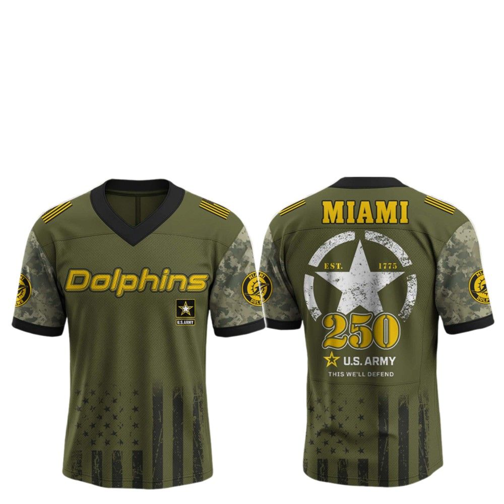 2025 Dolphins 250th Anniversary US Army Jersey - Grishko.com