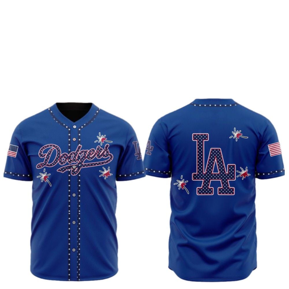 2025 LA Dodgers Happy Independence Day Baseball Jersey - Grishko.com