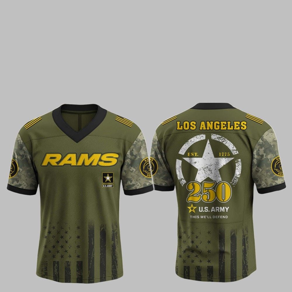 2025 LA Rams 250th Anniversary US Army Jersey - Grishko.com