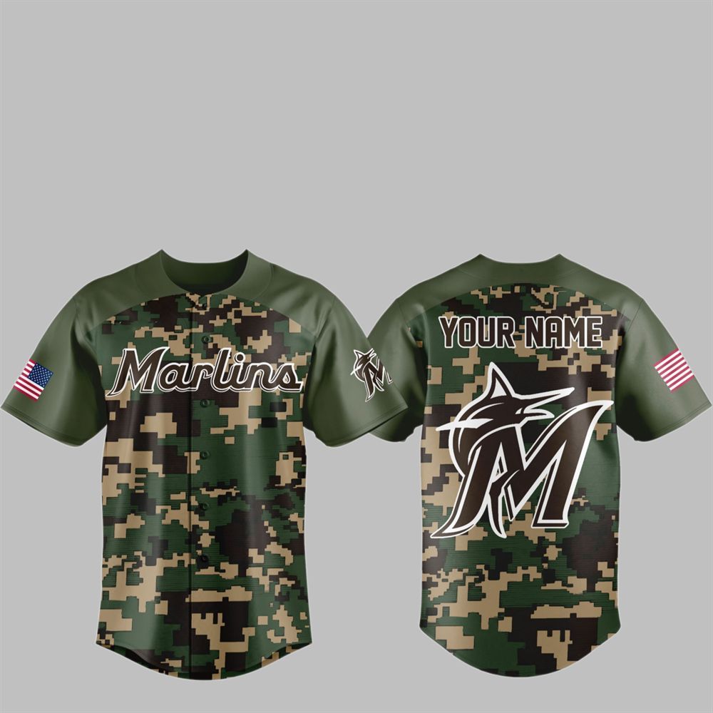 2025 Marlins Military Appreciation Baseball Jersey - Grishko.com