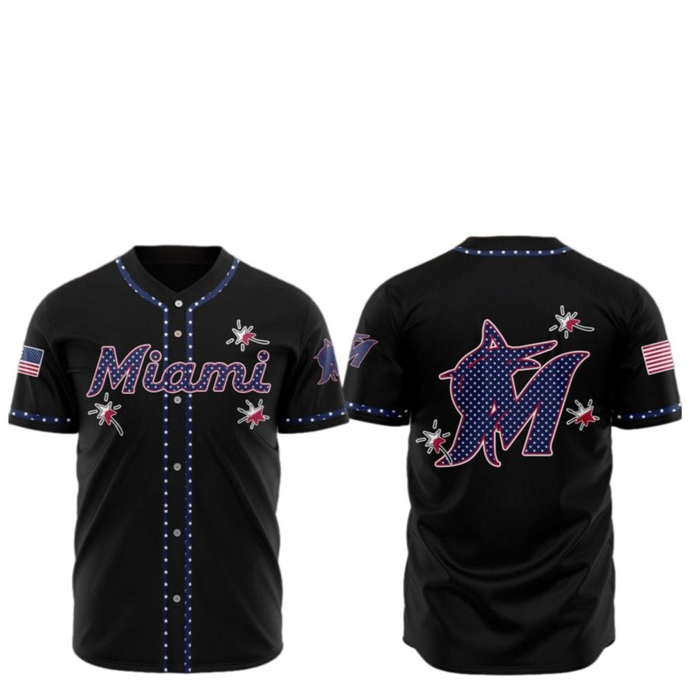 2025 Miami Marlins Happy Independence Day Baseball Jersey - Grishko.com