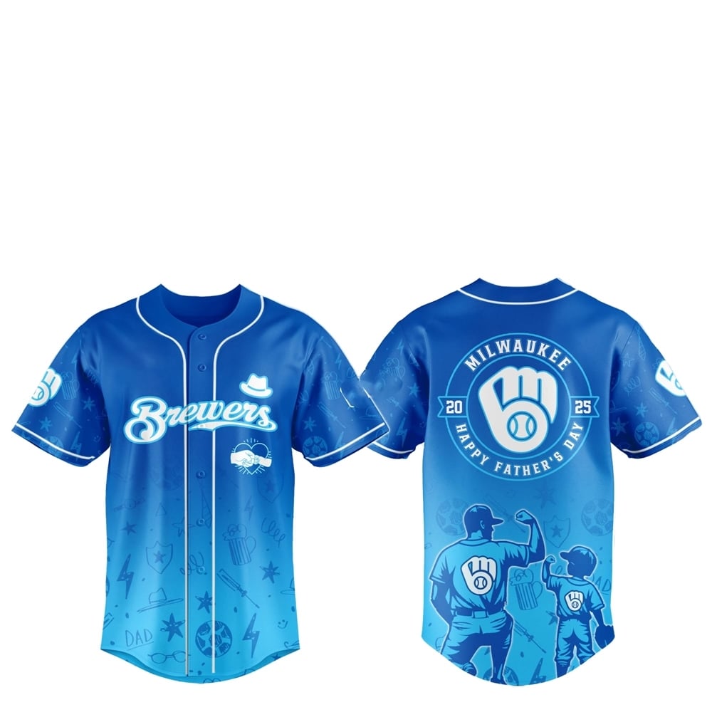 2025 Milwaukee Brewers Happy Father Day Baseball Jersey Combo - Grishko.com