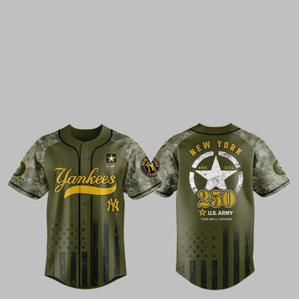 2025 NY Yankees US ARMY 250th Birthday Baseball Jersey - Grishko.com