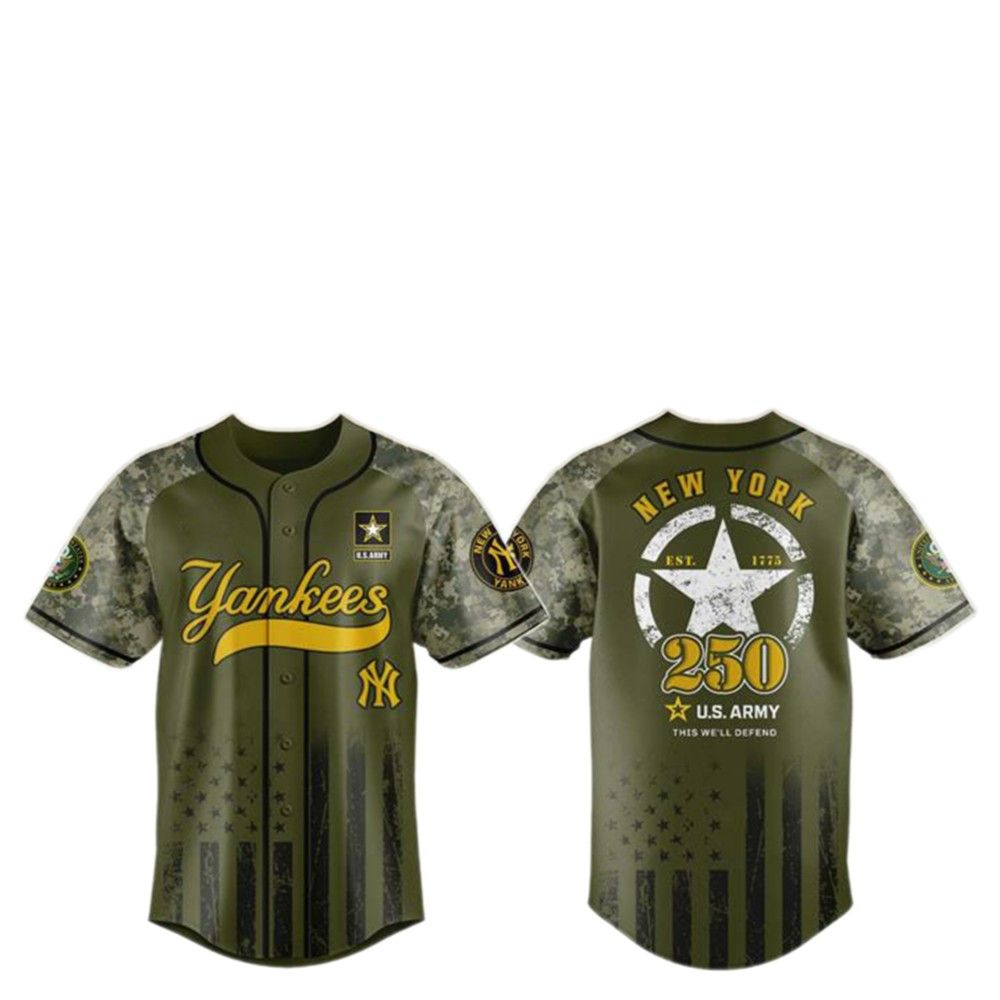 2025 NY Yankees US ARMY 250th Birthday Baseball Jersey - Grishko.com