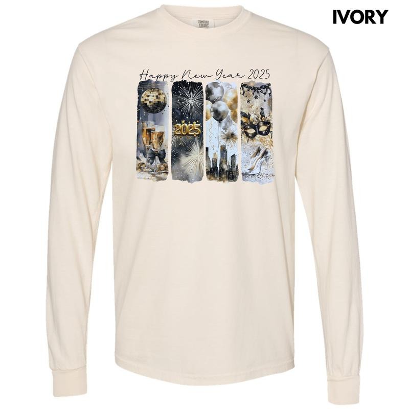 2025 New Year Scenes Long Sleeve Comfort Colors T-Shirt Hoodie, Sweatshirt | CiraTrend.com