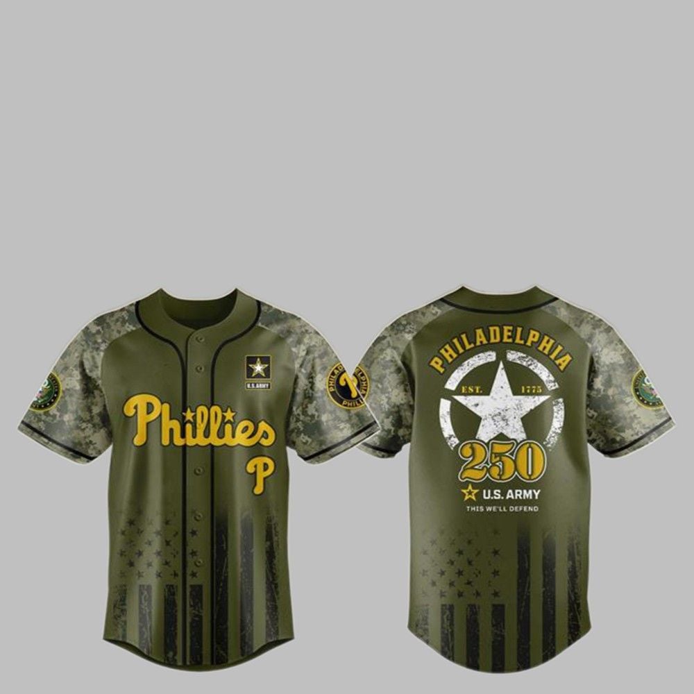 2025 Philles US ARMY 250th Birthday Baseball Jersey - Grishko.com