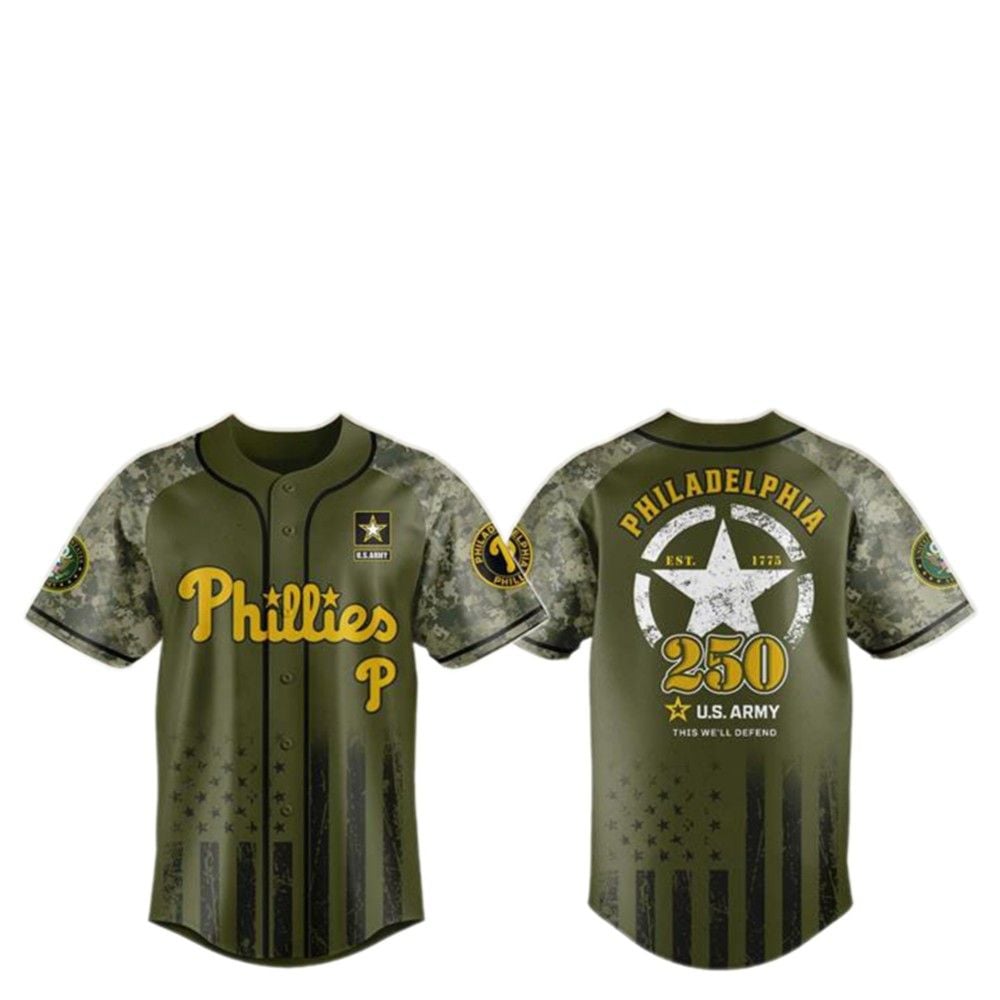 2025 Philles US ARMY 250th Birthday Baseball Jersey - Grishko.com