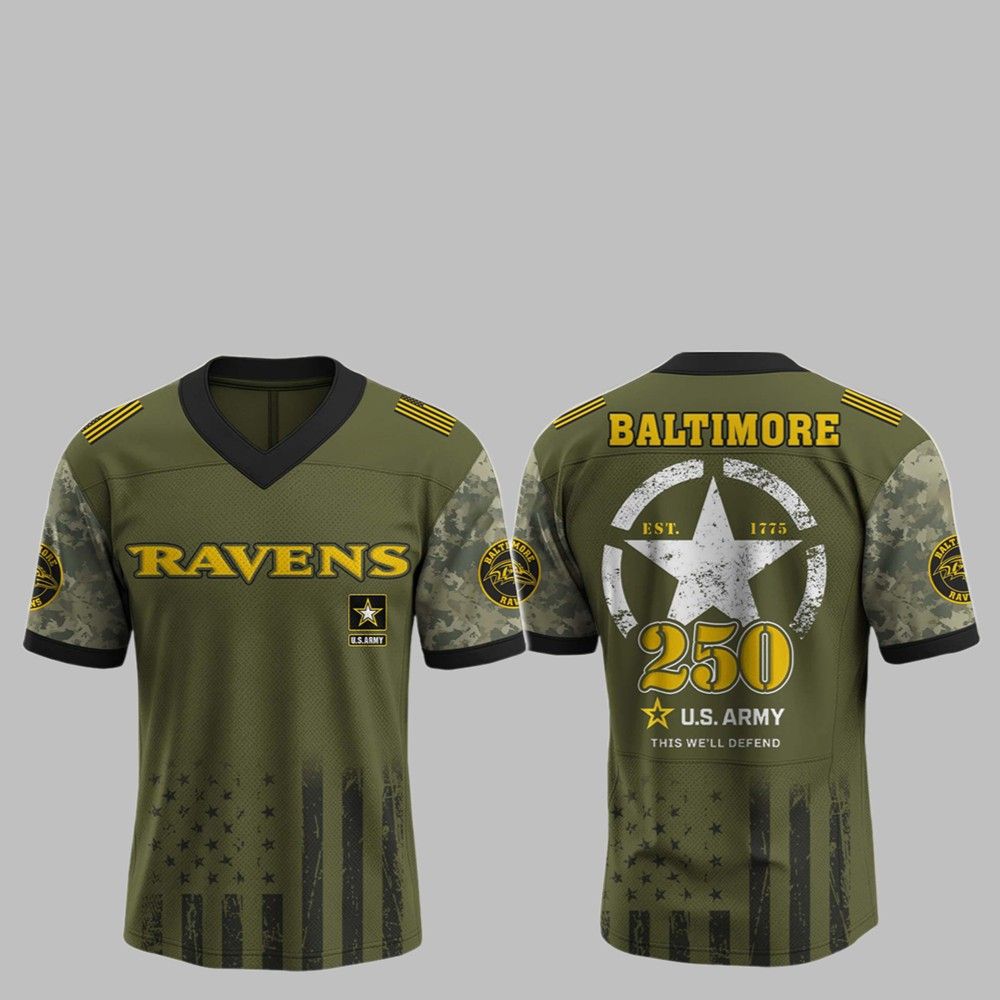 2025 Ravens 250th Anniversary US Army Jersey - Grishko.com
