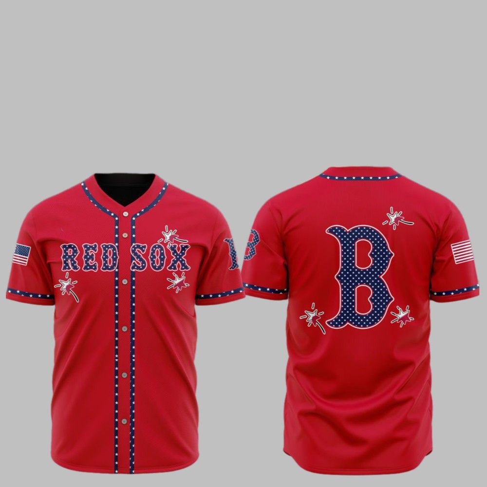 2025 Red Sox Happy Independence Day Baseball Jersey - Grishko.com