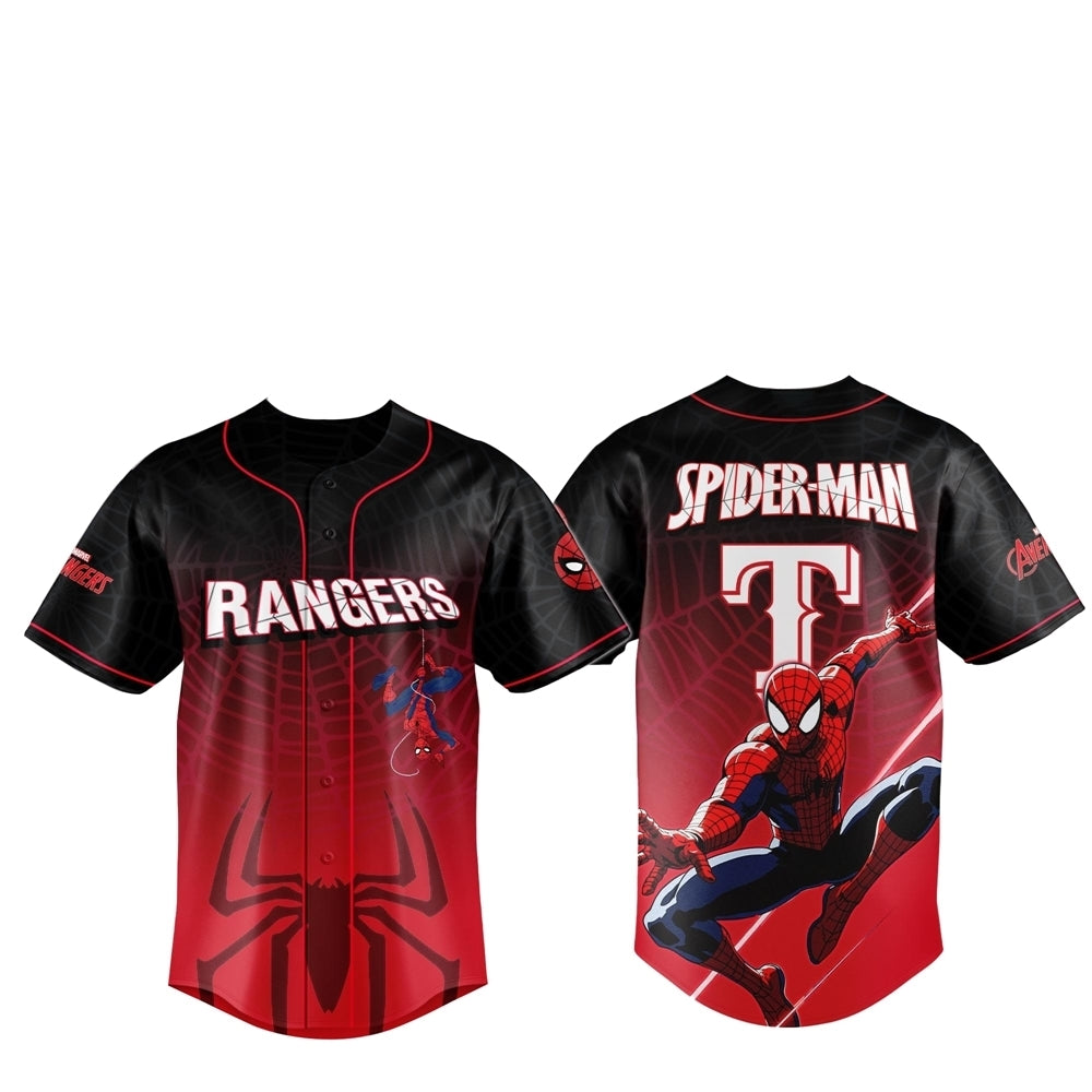 2025 Texas Rangers Spider Man Night Baseball Jersey - Grishko.com