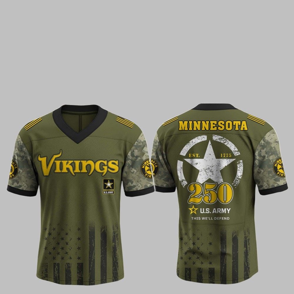 2025 Vikings 250th Anniversary US Army Jersey - Grishko.com