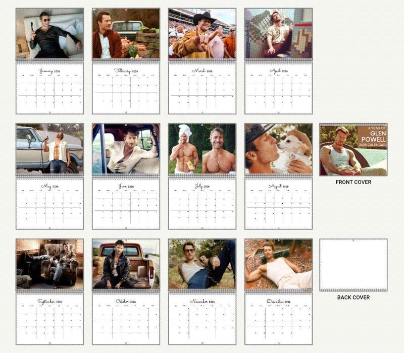 2026 Glen Powell Calendar, Celebrity Calendar, Glenn Powell Gift, Funny Gift for Friend T-Shirts, Hoodie, Sweatshirt