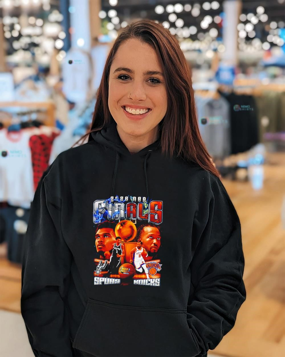 2026 NBA Finals Spurs vs Knicks with stars team trophy shirt