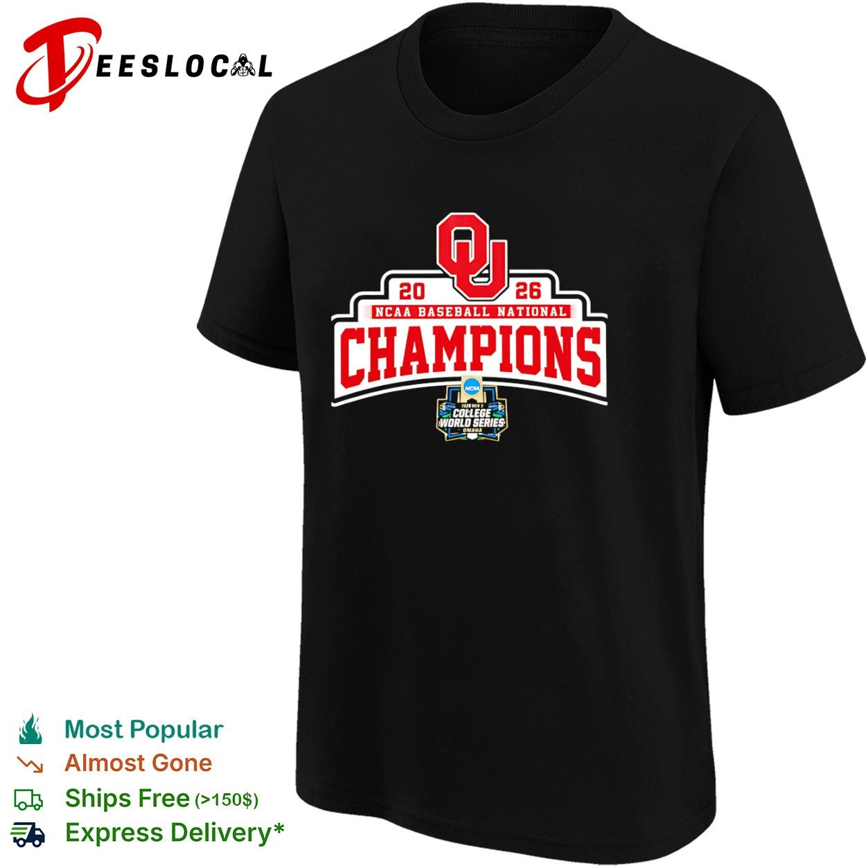 2026 NCAA Baseball National Champions Oklahoma Sooners College World Series shirt