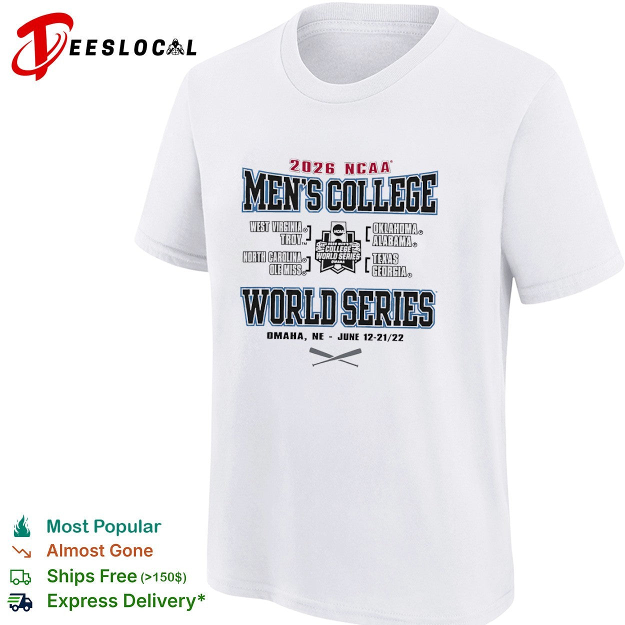 2026 NCAA Men’s College World Series West Virginia Troy Oklahoma Alabama shirt