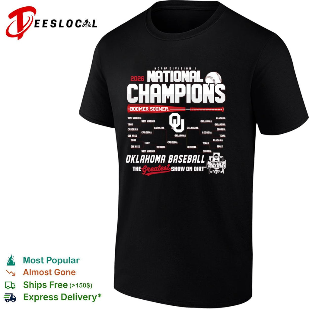 2026 National Champions Oklahoma Baseball Boomer Sooner The Greatest Show on Dirt shirt
