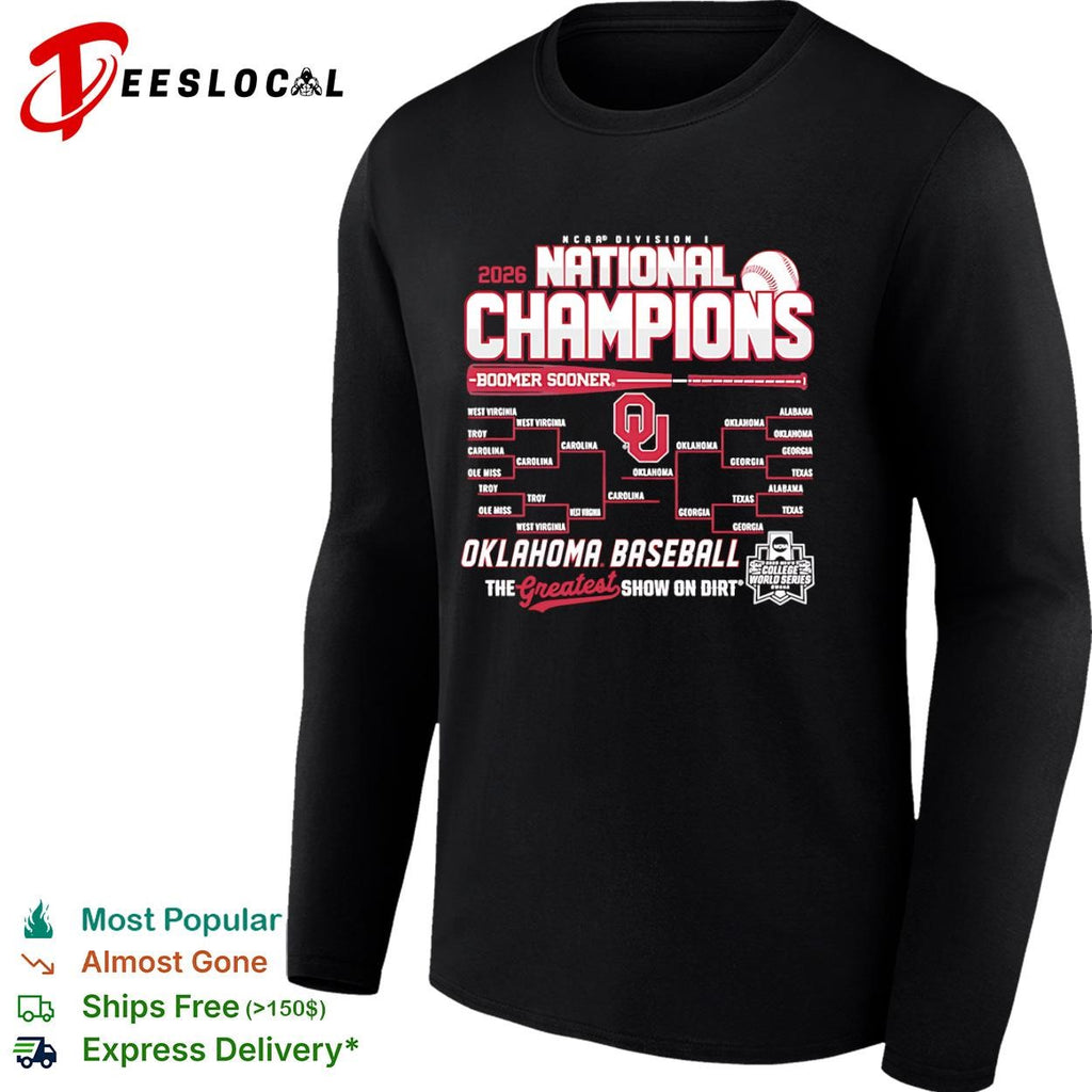 2026 Oklahoma Baseball National Champions Boomer Sooner NCAA Division I tournament shirt