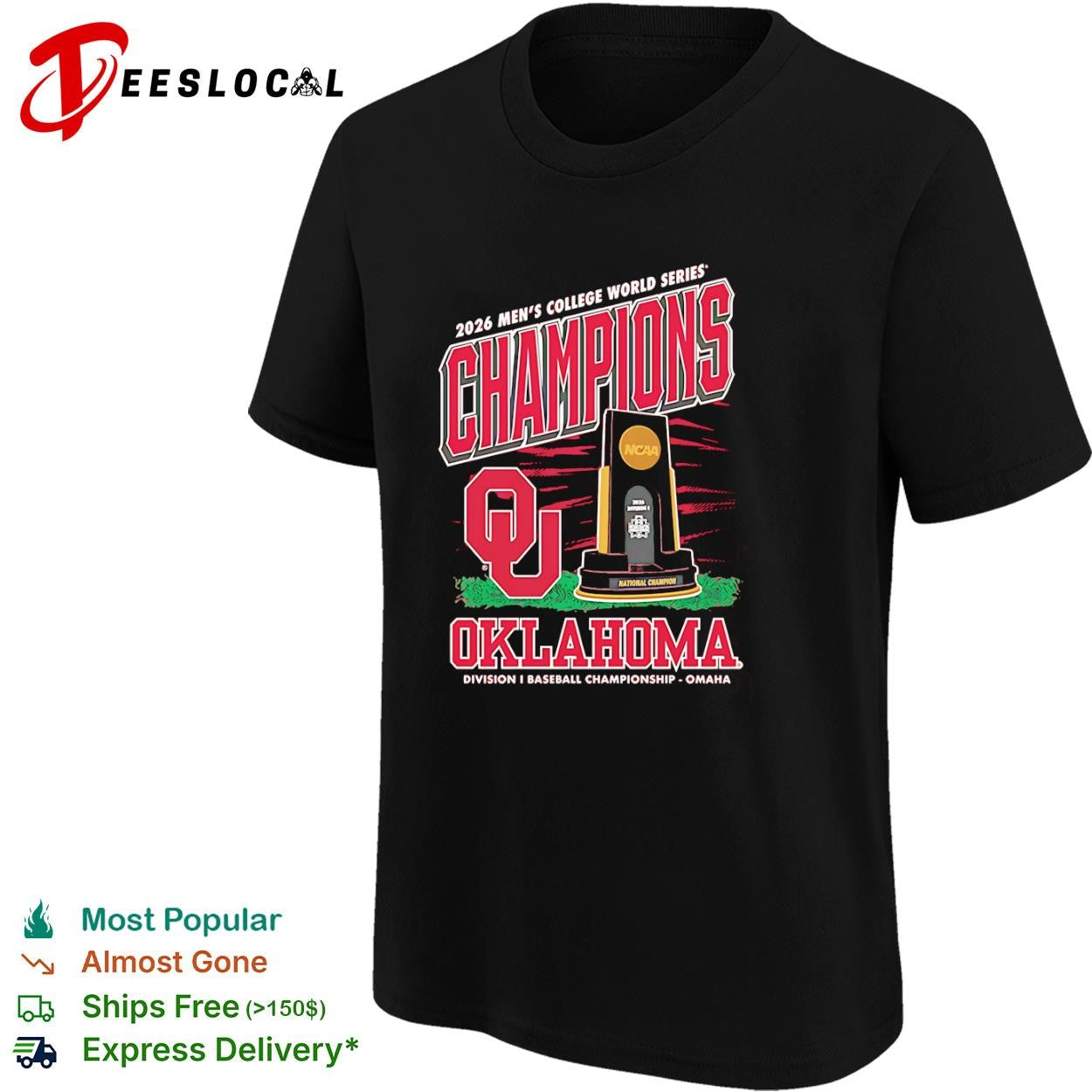2026 Oklahoma Sooners Champions NCAA Division I Baseball Omaha National Champion shirt