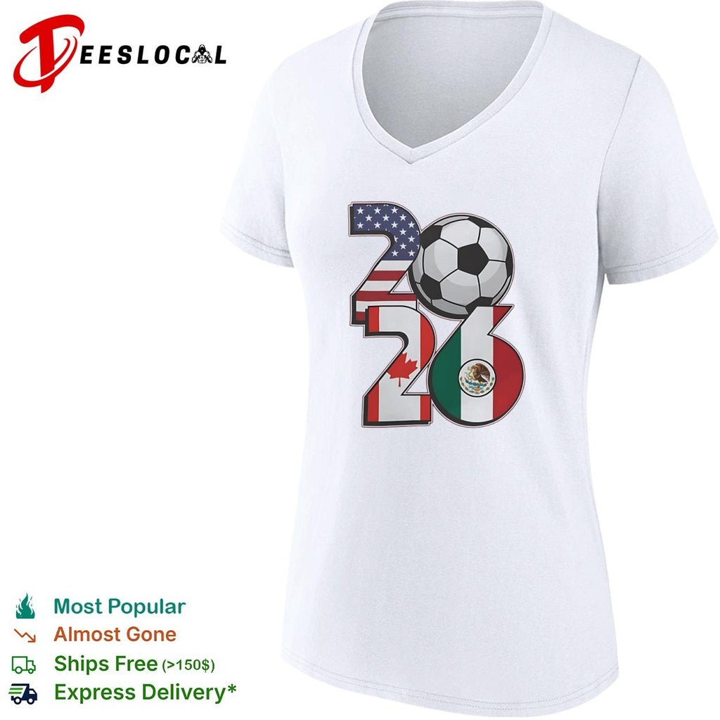 2026 World Cup Soccer Tournament USA Canada Mexico Flags Soccer Ball shirt