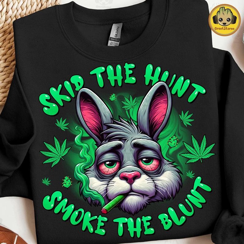 Skip The Hunt Smoke The Blunt Shirt, Bunny Happy Easter Day 4/20, Easter Humor Shirt, Happy Easter Day Gift For Men For...