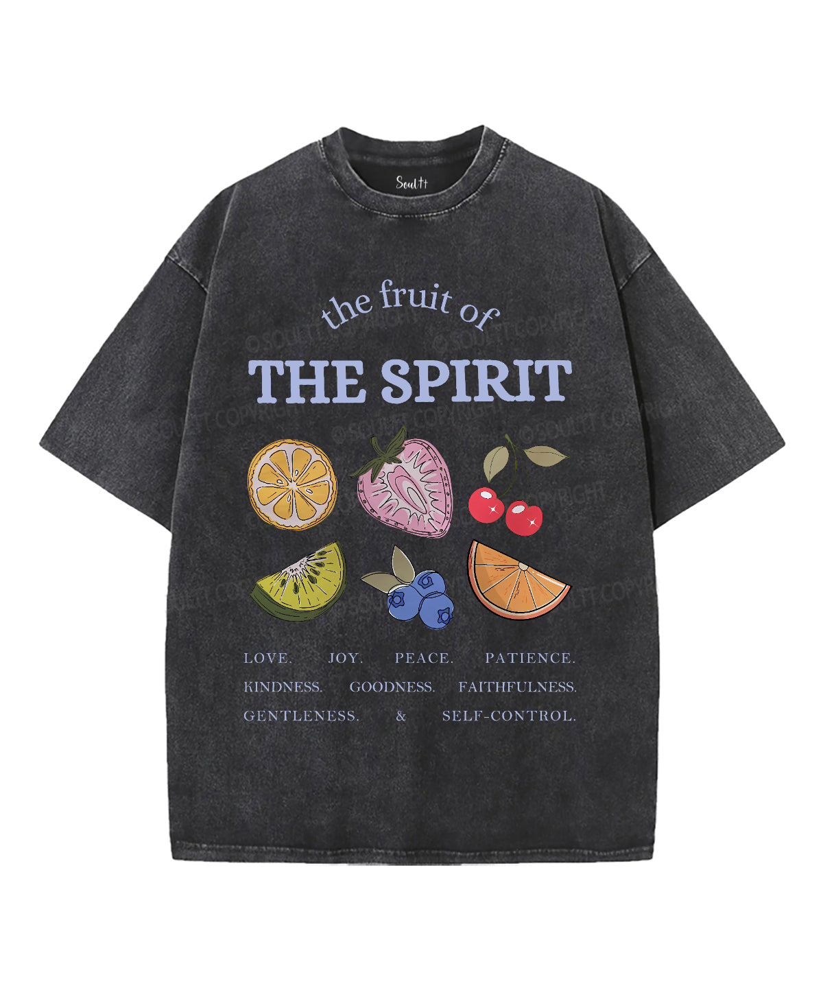 The Fruit Of The Spirit Single Sided Unisex Washed Christian T-shirt Hoodie, Sweatshirt | CiraTrend.com (Image 2)