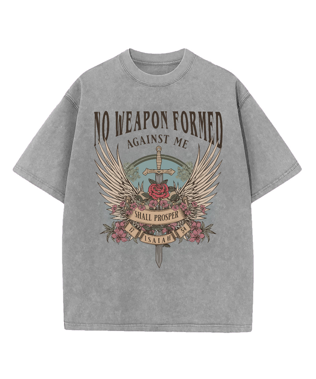 No Weapon Formed Against Me Washed Christian T-shirt Hoodie, Sweatshirt | CiraTrend.com (Image 4)
