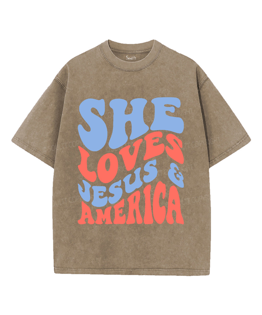 She Loves Jesus And America Unisex Washed Christian T-shirt Style003 Hoodie, Sweatshirt | CiraTrend.com (Image 5)