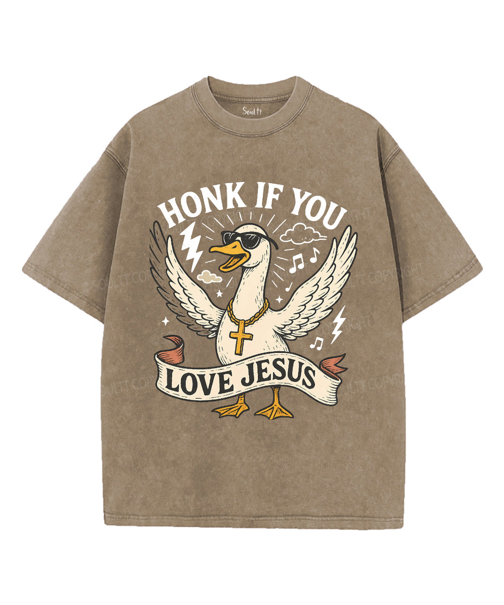 Honk If You Love Jesus Unisex Washed Christian T-shirt Hoodie, Sweatshirt | CiraTrend.com (Image 5)