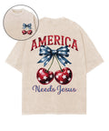 America Needs Jesus Double Sided Unisex Washed Christian T-shirt Style002 Hoodie, Sweatshirt | CiraTrend.com (Image 1)