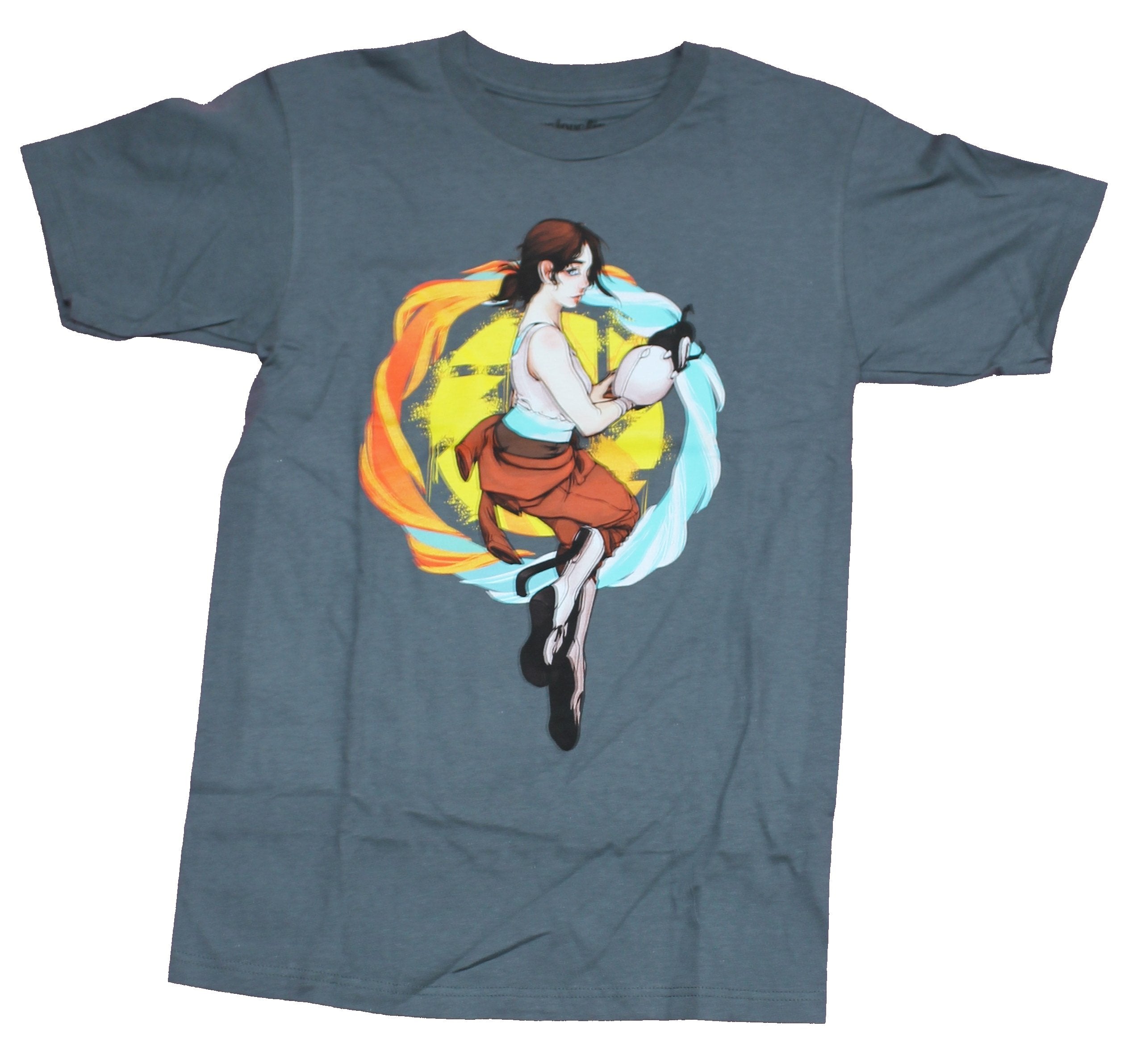 Portal Mens T-Shirt - Chell Jumping Back Portal Attack Hoodie, Sweatshirt | CiraTrend.com