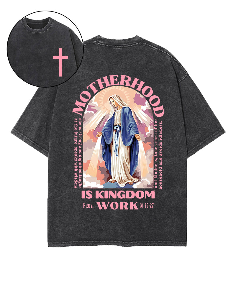 Motherhood is Kingdom Work Double Sided Unisex Washed Christian T-shirt Hoodie, Sweatshirt | CiraTrend.com (Image 1)