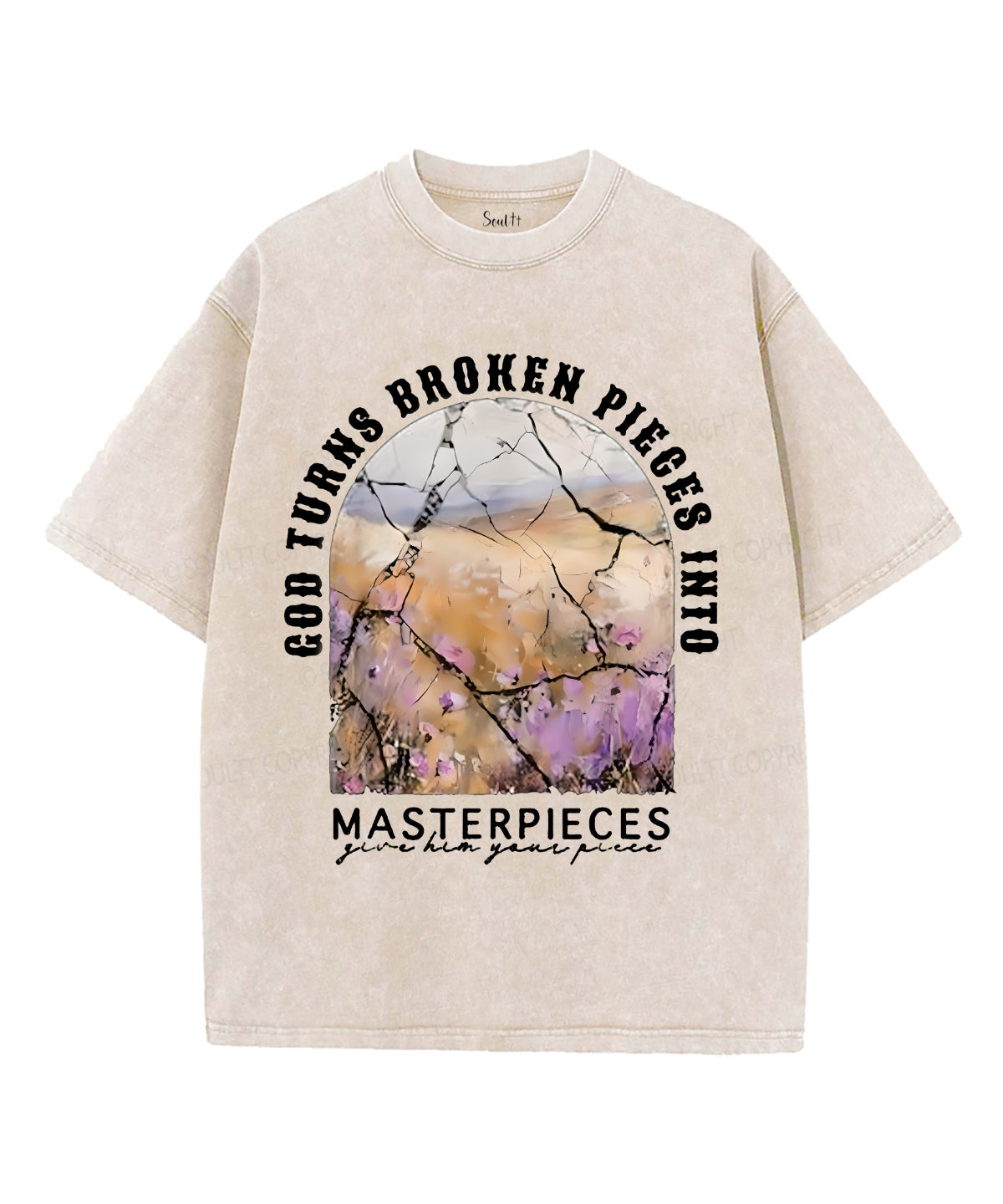 God Turns Broken Pieces Into Masterpieces Unisex Washed Christian T-shirt Hoodie, Sweatshirt | CiraTrend.com (Image 4)