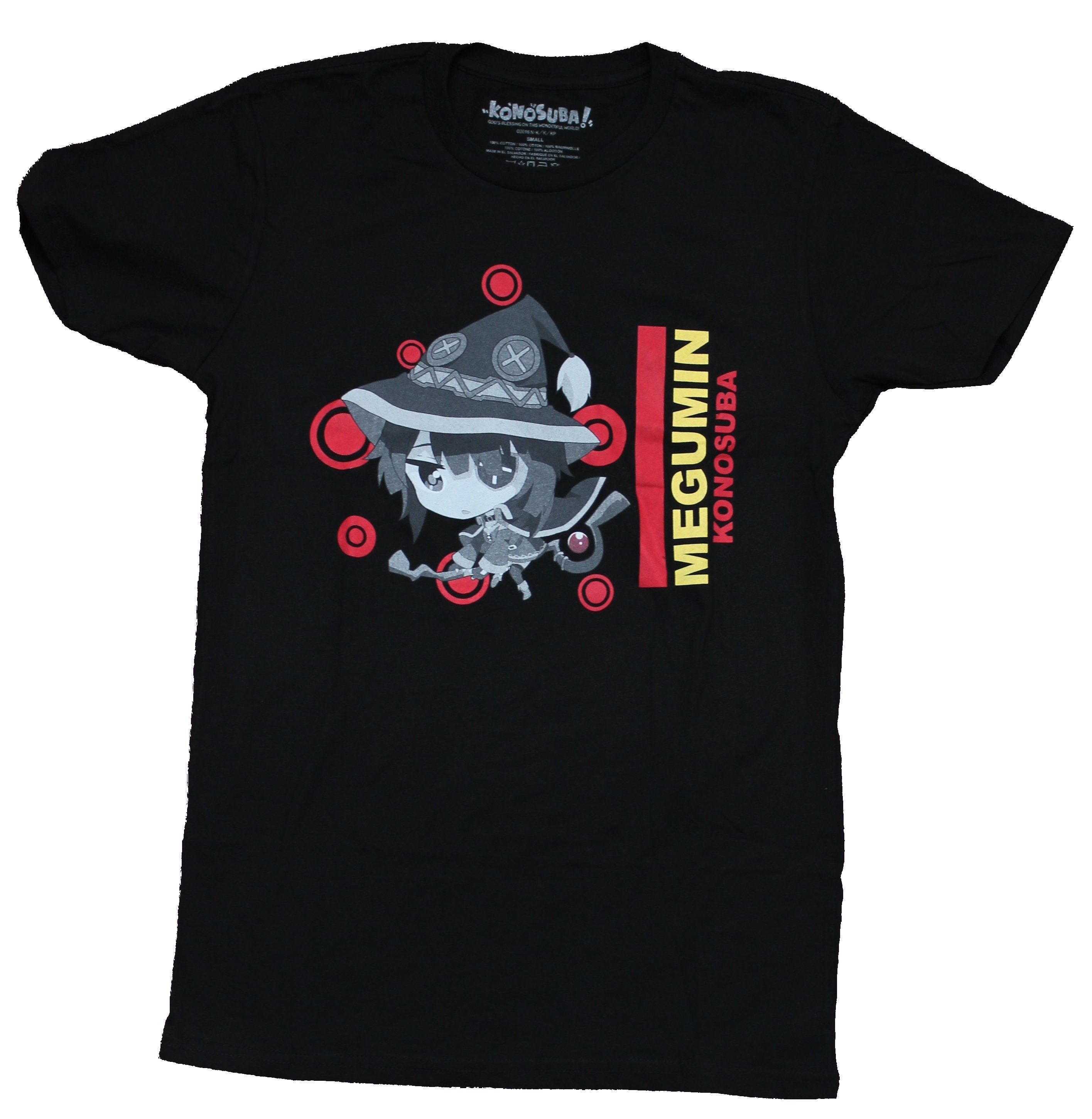 Konosuba Mens T-Shirt - Megumin Grayscale Chibi Image Next to Name Hoodie, Sweatshirt | CiraTrend.com