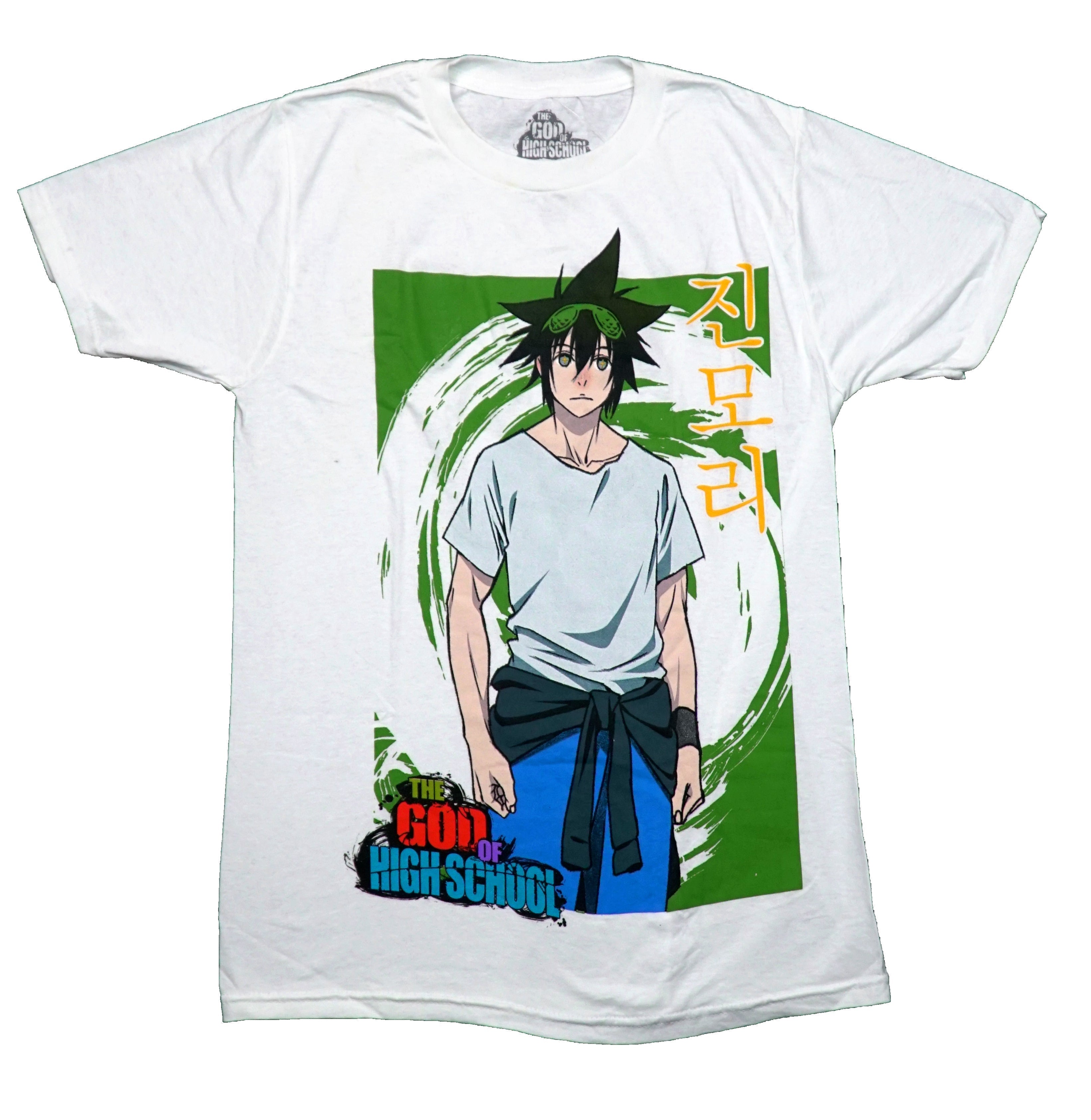 The God of High School Mens T-Shirt - Jin Mori Posing Along Yellow Kanji Hoodie, Sweatshirt | CiraTrend.com